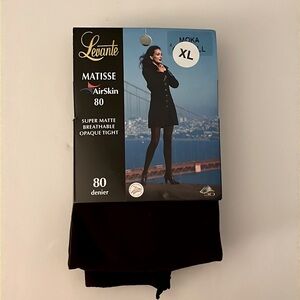 Levante Matisse Made In Italy Airskin 80 Denier Matte Opaque Black Tight Sz XL
